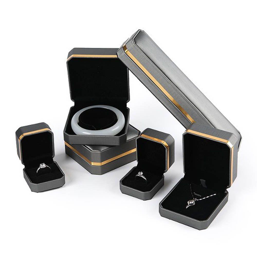 Hộp Đựng Trang Sức / Đồng Hồ / Nhẫn Bằng Nhựa Phối Nhung Sang Trọng Ốp