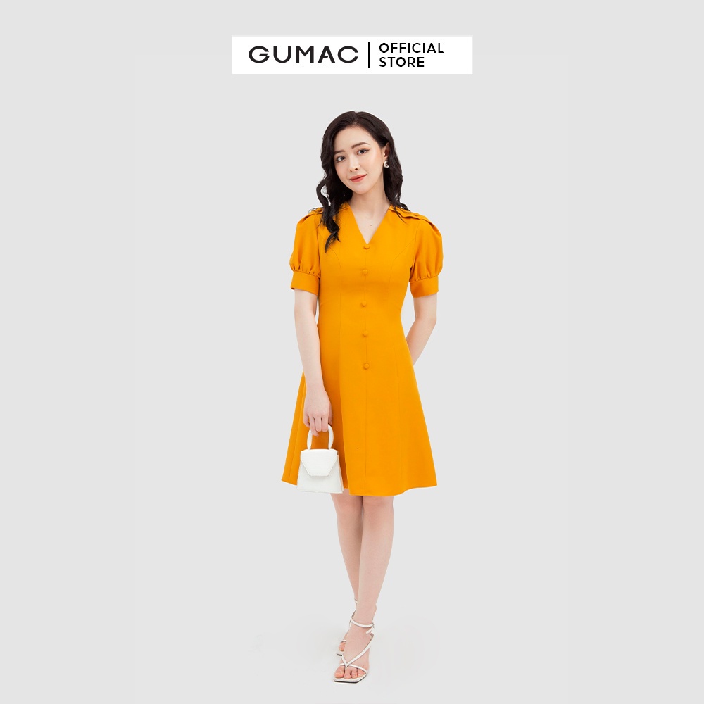Đầm cổ V phối nút DB927 GUMAC