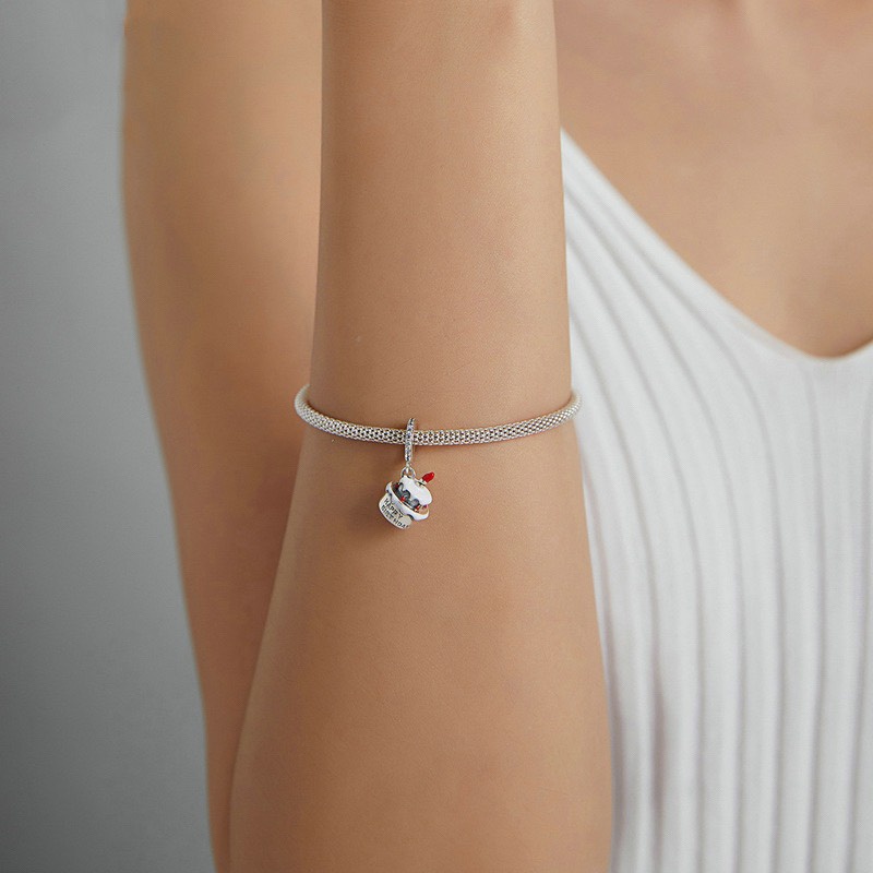 Charm bạc H.A.S hình bánh sinh nhật happy - Hạt charm bạc thời trang