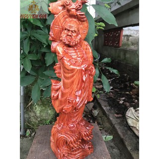 Tượng đạt ma quá hải gỗ Hương cao 40 cm