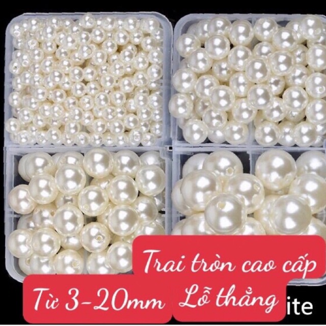Trai nhựa tròn có lỗ 4mm 10 gr hàng cao cấp trang trí giày dép túi sách,váy áo, phụ kiện làm thủ công xâu vòng tay
