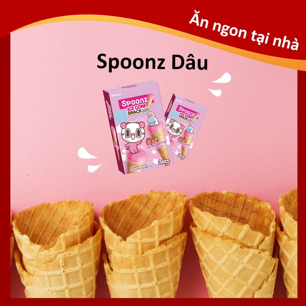 Bánh Xốp Nhân Kem Dâu Spoonz 27g (Hàn Quốc)