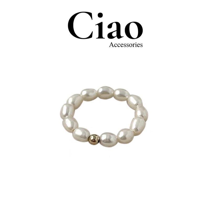 [HOẢ TỐC 1H] Nhẫn hạt trai nước ngọt kết hợp cùng hạt cườm nữ tính xinh xắn dễ phối Pearl Ciao