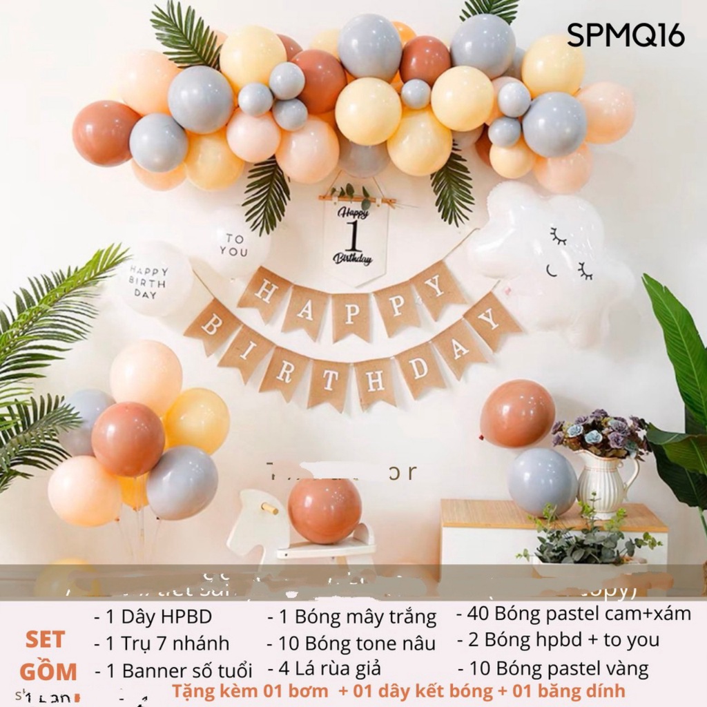 (freeship)(sét y hình)Sét trang trí sinh nhật phong cách hàn quốc cho bé trai,bé gái,thôi nôi , tặng bơm và băng keo dán