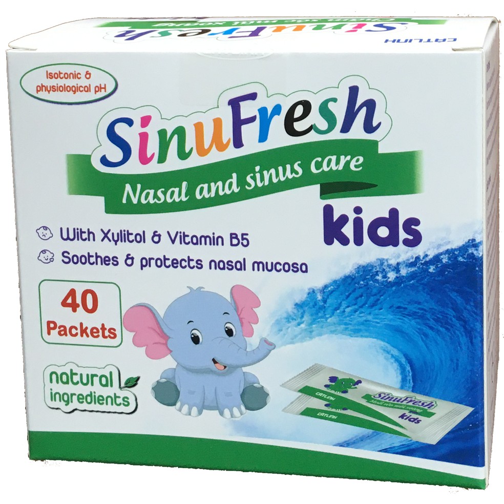 SinuFresh Kids - Muối Rửa Mũi Xoang, giúp vệ sinh mũi cho Trẻ Em (40 gói)