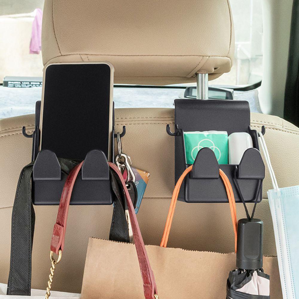 QUINTON Multifunctional Car Chair Back Hook Door Hanging Double Head Hanger Rear Seat Back Hook PP Creative Household Hook Bag Storage Holder Car Stuff Phone holder Headrest Hanger