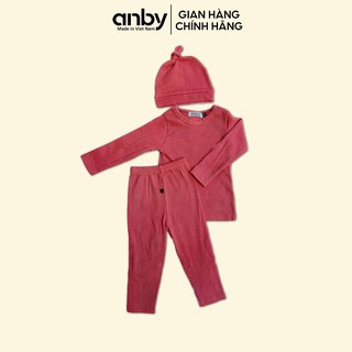 Bộ quần áo dài tay body trẻ em ANBY unisex nhiều màu cho bé từ sơ sinh đến 4 tuổi kèm nón củ tỏi thumbnail