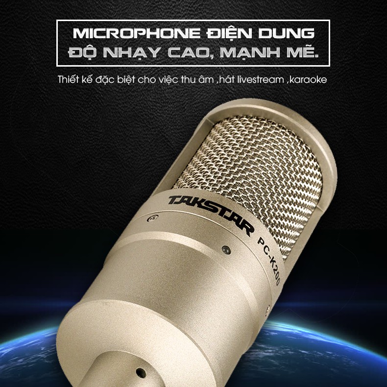 Mic Thu Âm Livestream Hát Karaoke Chuyên Nghiệp Takstar PC-K200 Độ Nhạy Cao, Lọc Tạp Âm Chính Hãng Giá Rẻ Bảo Hành 1 Năm