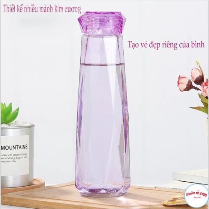 [Hàng loại 1]  Bình thủy tinh đựng nước nóng lạnh chai 500ml nắp nhựa dáng kim cương