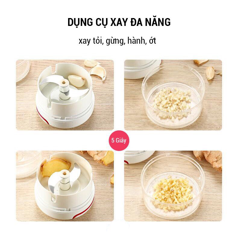 Máy Xay Tỏi Ớt Cầm Tay Mini Máy Say Tỏi Dụng Cụ Xay Tỏi Ớt Dây Rút Cầm Tay Đa Năng Tiện Lợi YG-722