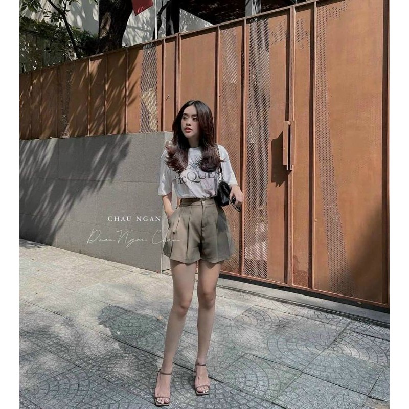 Quần sooc giả váy chun sau hàng QC