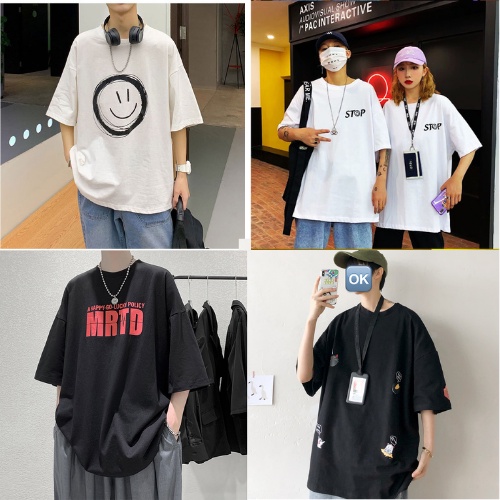 Áo phông nam nữ Tay Lỡ form rộng oversize Mùa Hè Unisex hình smile