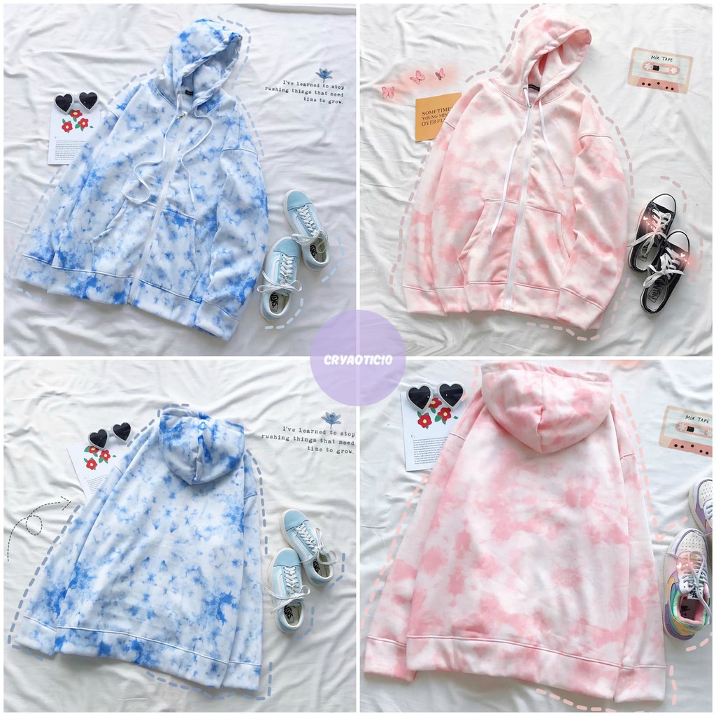 Áo khoác hoodie zip loang màu tie dye siêu hot trend ulzzang unisex