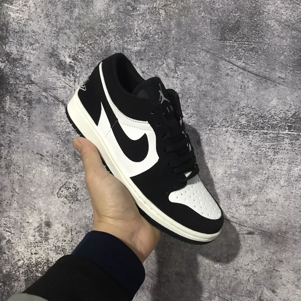 Giày sneaker JORDAN 1 PANDA đen trắng thấp cổ Hot trend nam nữ, Giày thể thao JD1 đen trắng thấp dùng đi học,tập gym