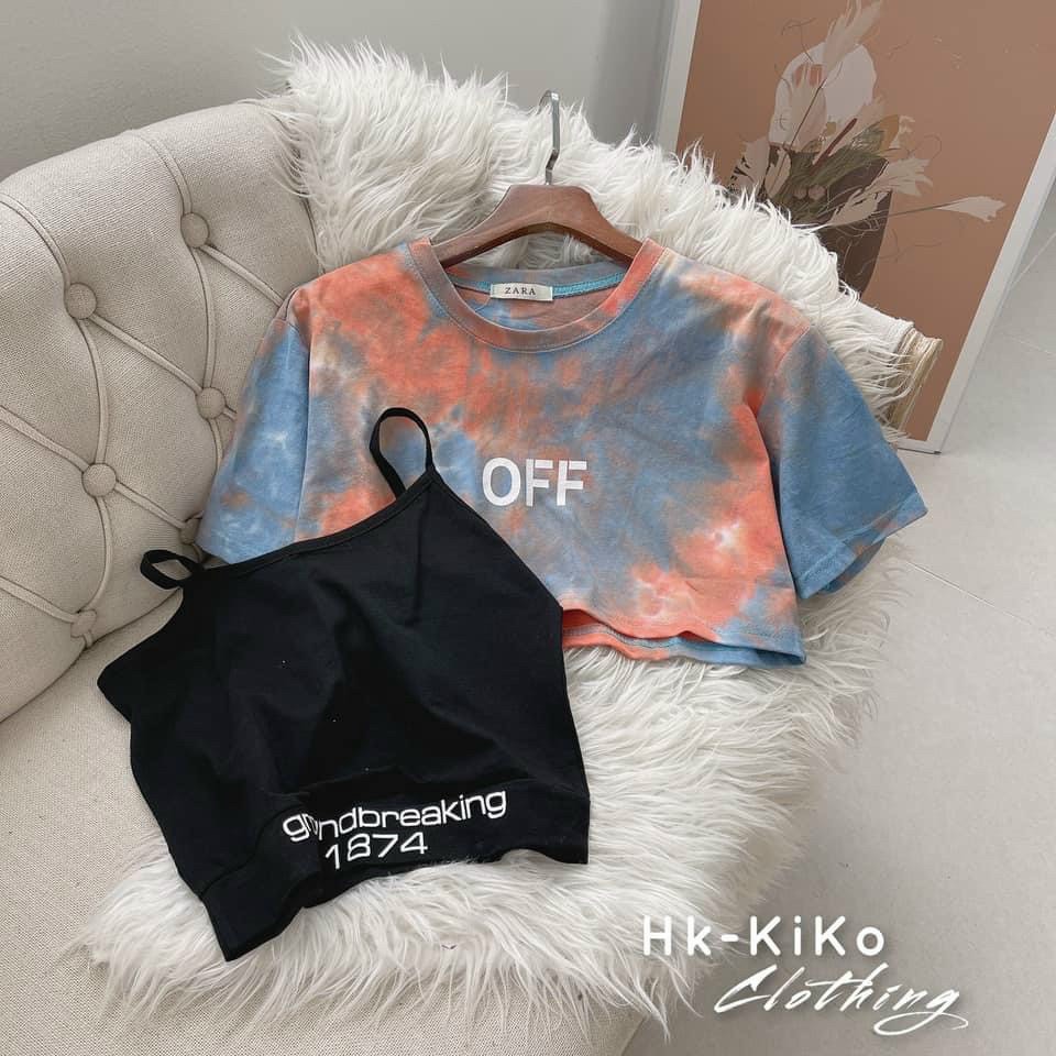 set áo kiểu màu loang gồm áo trong 2 dây xinh cá tính