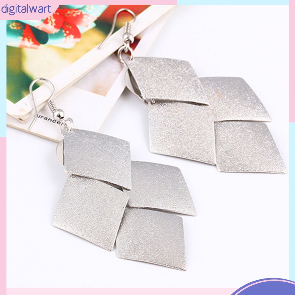 Cặp khuyên tai nữ thiết hình vuông xếp lớp cá tính sang trọng dành cho nữ