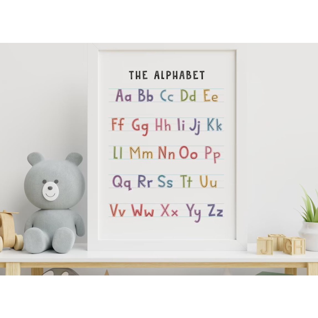 Tranh canvas treo phòng trẻ em - bảng chữ cái - montessori