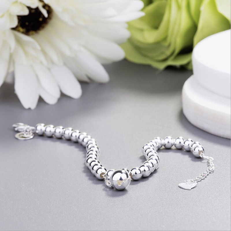 Vòng tay chuỗi hạt may mắn màu bạc