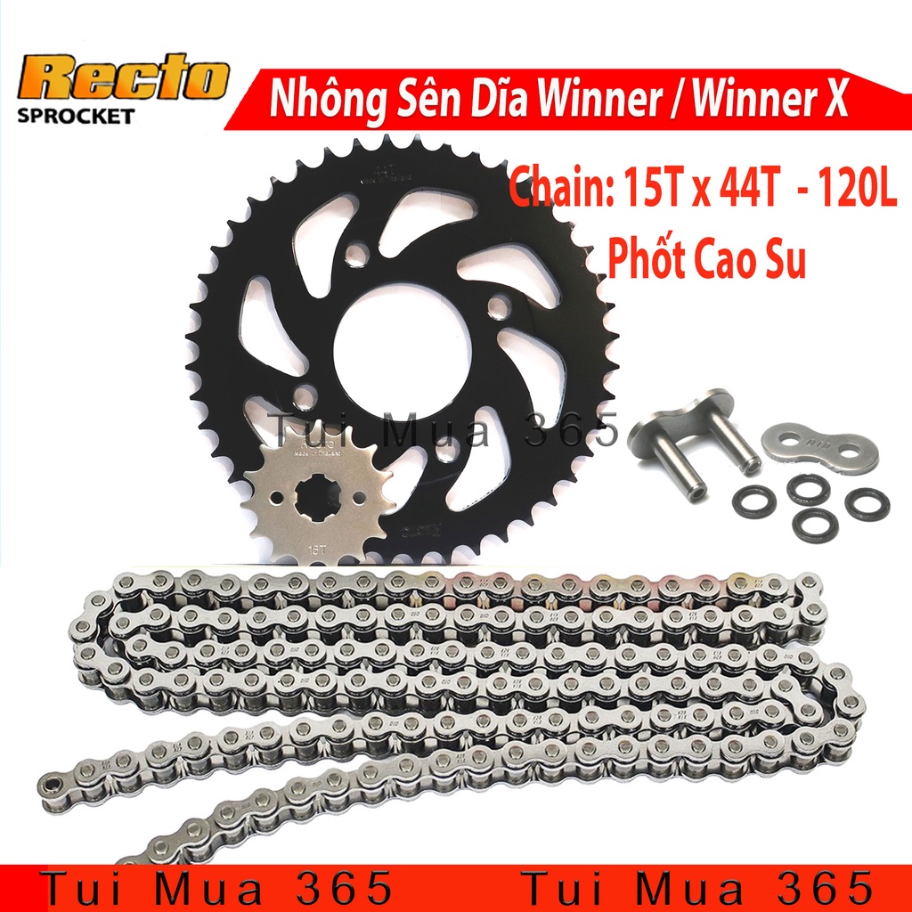 Nhông sên dĩa Recto phốt cao su xe Winner 150, Winner X