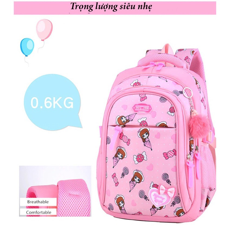[Xả kho- size 43] Balo học sinh hình công chúa xinh xắn phù hợp cho bé gái, cặp sách trẻ em tiểu học, trung học cấp 1, 2
