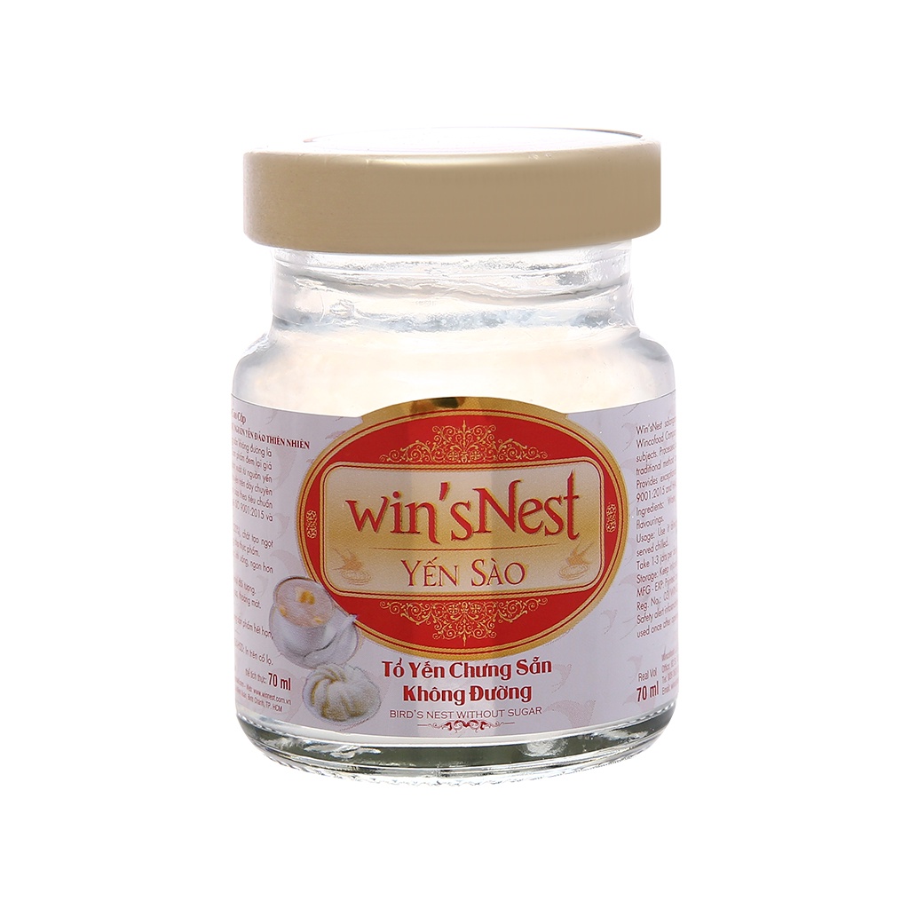 Thùng 72 lọ Yến sào win'sNest 20% tổ yến chưng sẵn không đường lọ 70ml