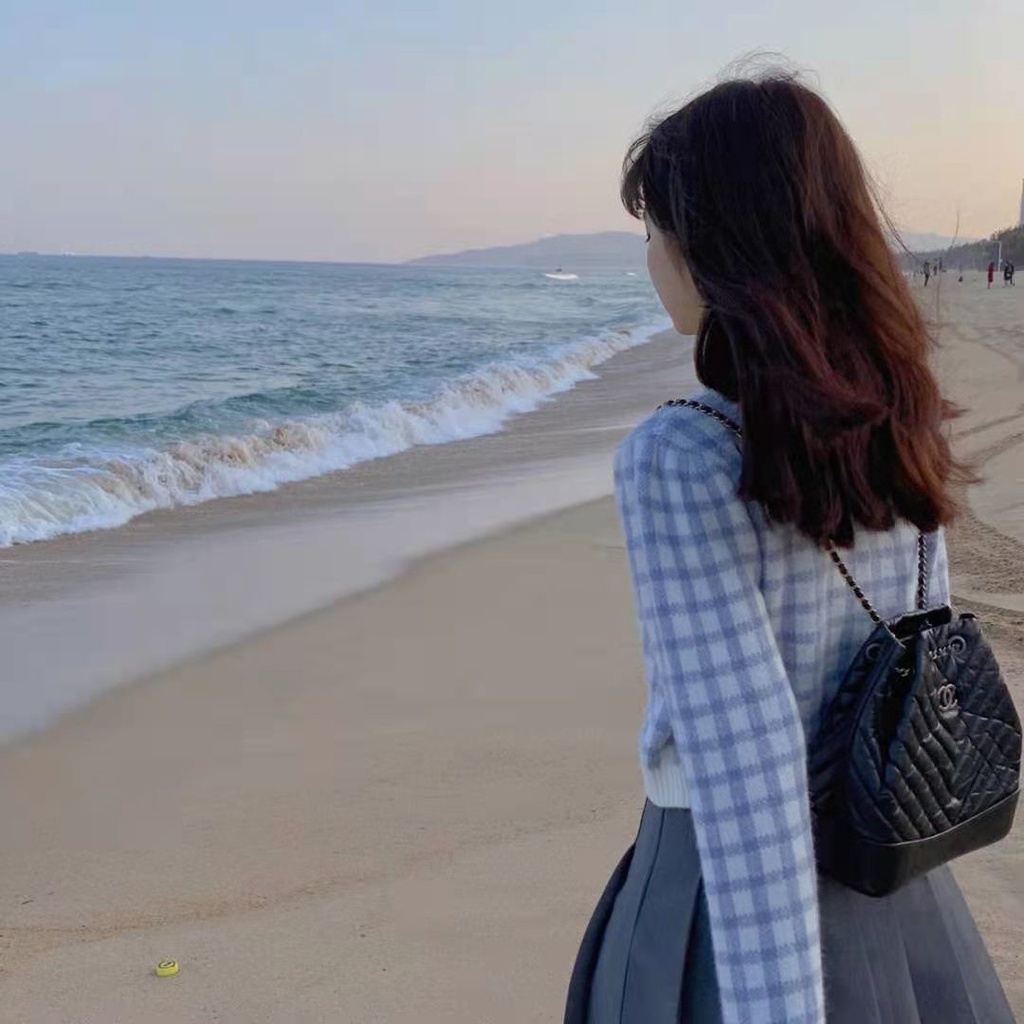 Áo Khoác Cardigan Dệt Kim Dáng Rộng Họa Tiết Sọc Caro Phong Cách Retro Hàn Quốc Cho Nữ