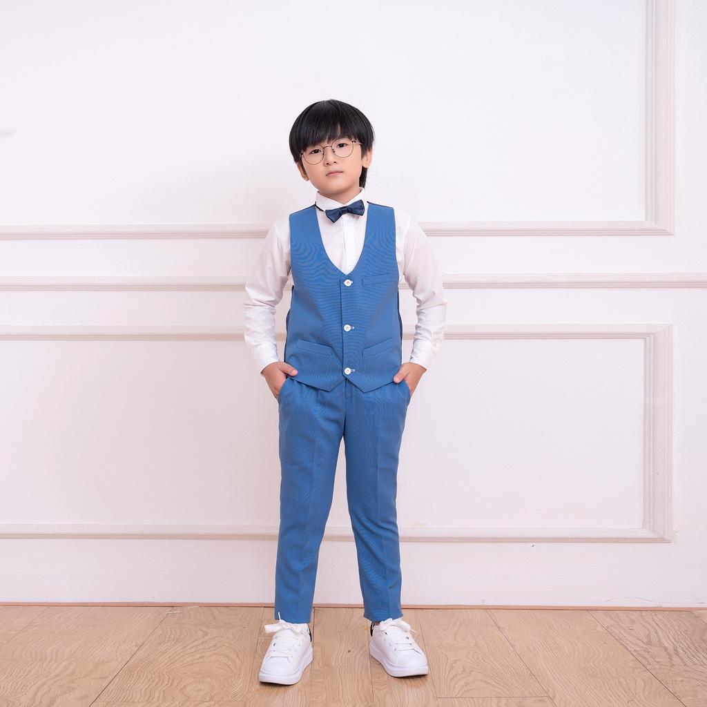 Bộ vest bé trai màu xanh thêu SANRO KIDS