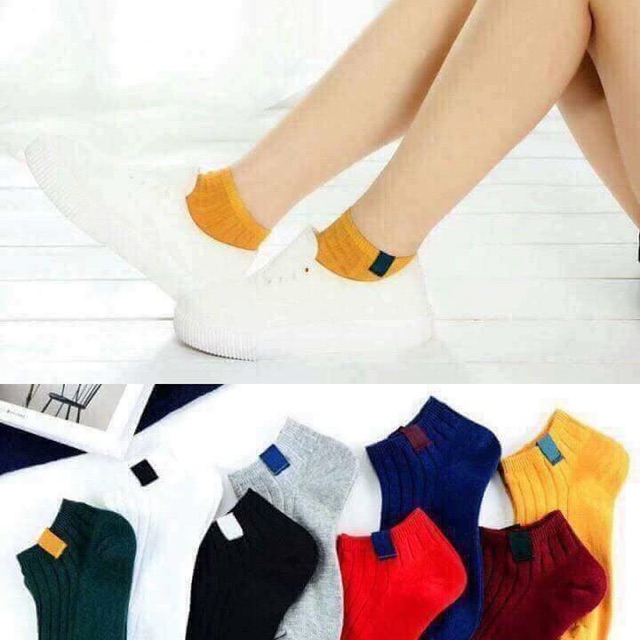 1 đôi tất len gân cổ ngắn phong cách Hàn Quốc