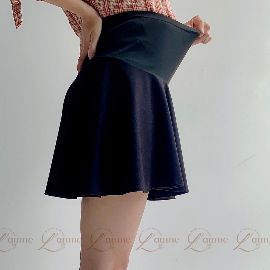 Chân váy bầu chất umi dáng xòe diệu đà có quần bảo hộ phù hợp mặc đi làm được thiết kế bởi LAMME