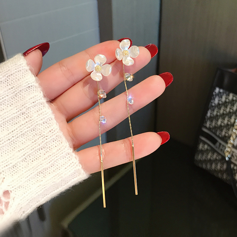 Bông Tai Hình Hoa Đính Đá Lấp Lánh Thời Trang Hàn Quốc Cho Nữ