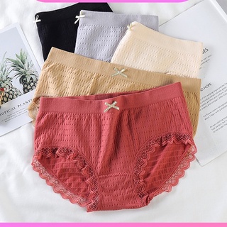 Quần Lót Nữ Cotton Dệt Kim - Quần Chip Nữ kháng khuẩn thoáng mát đính nơ_Quần nhăn