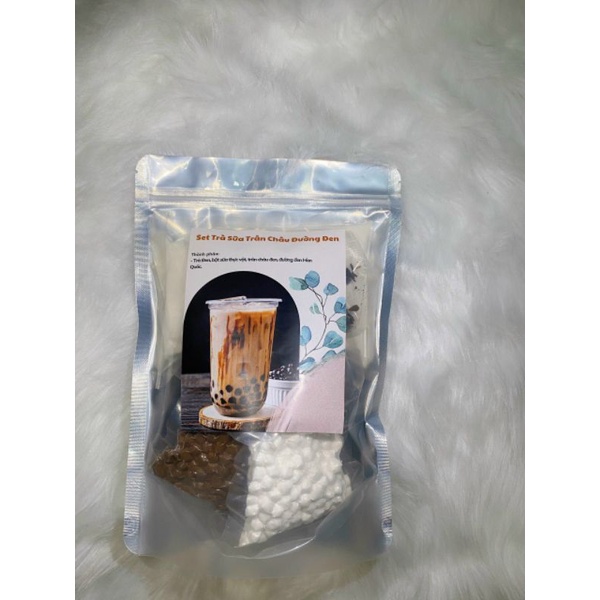 Set Nguyên Liệu Pha Trà Sữa Đường Đen, Phúc Long, Matcha, Trà Đào (20 Ly)