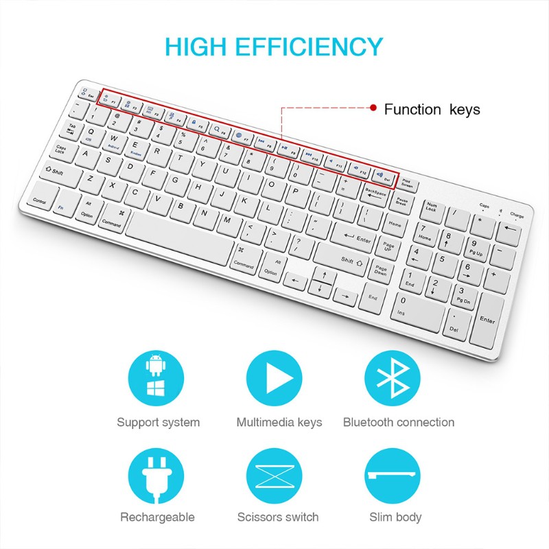 Bàn Phím Không Dây Bluetooth 102 Phím Cho Laptop / Máy Tính Bảng / Điện Thoại