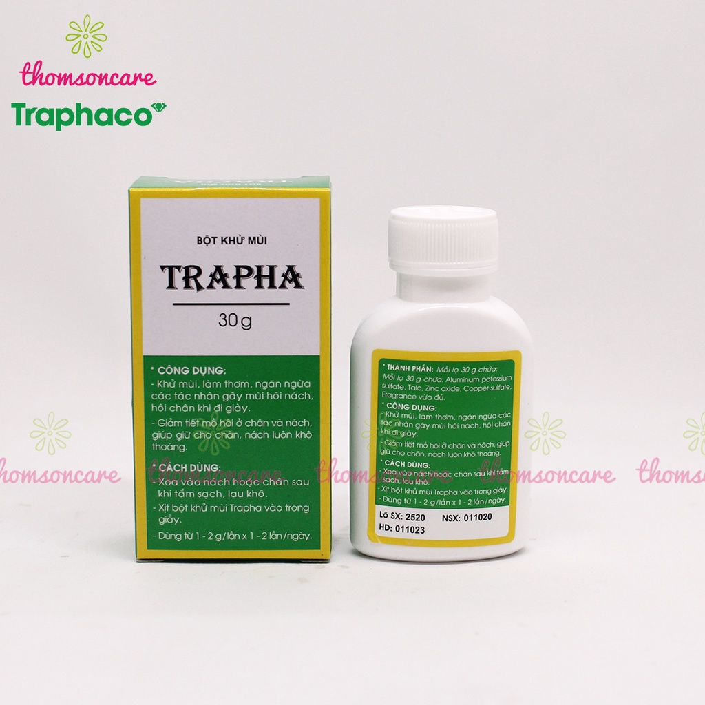 Khử mùi hôi chân, hôi nách Trapha 30g - dạng bột giúp hết mùi giày, giảm tiết mồ hôi - Traphaco