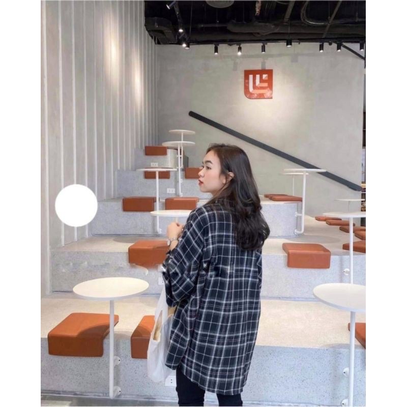 Áo Sơ Mi Kẻ Tay Phồng Ulzzang Phong Cách Hàn Quốc Chan House