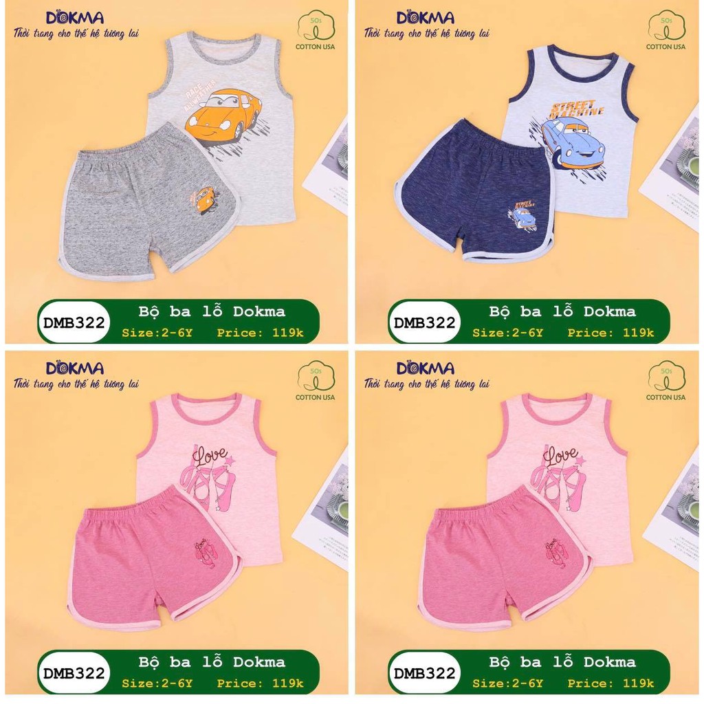 Bộ ba lỗ bé trai/gái Dokma DMB322 (Sz 2-6T)