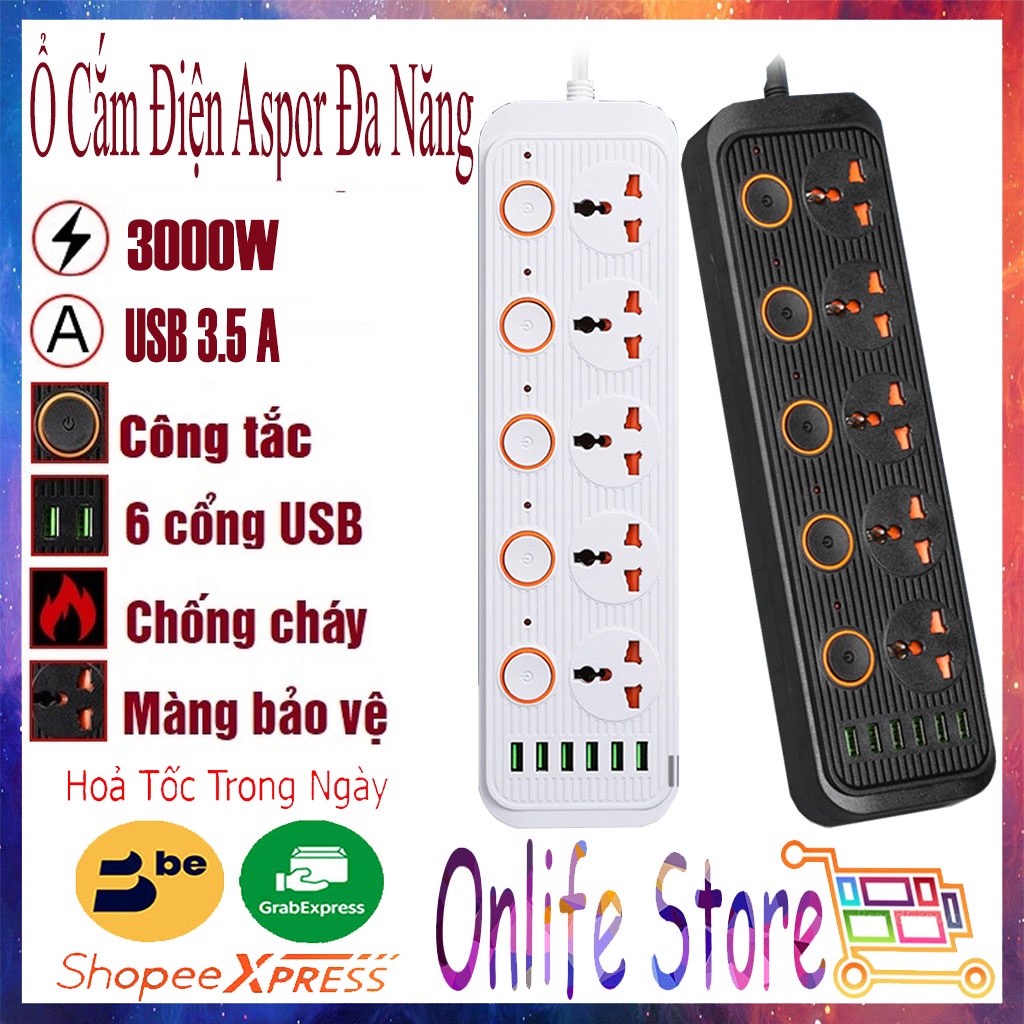 ✅Cổng USB Sạc NhanhỔ điện - ổ cắm điện đa năng chống giật - ổ cắm điện thông minh kèm cổng sạc USB Max 3.1A