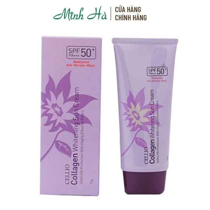 kem chống nắng cellio Collagen Whitening Sun Cream 70g - mỹ phẩm MINH HÀ cosmetics