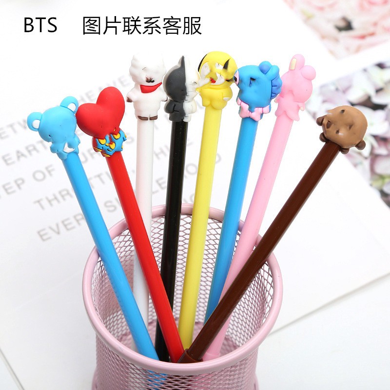 Bút mực hình hoạt hình biểu tượng KPOP BTS BT21 gel pen dễ thương 17cm