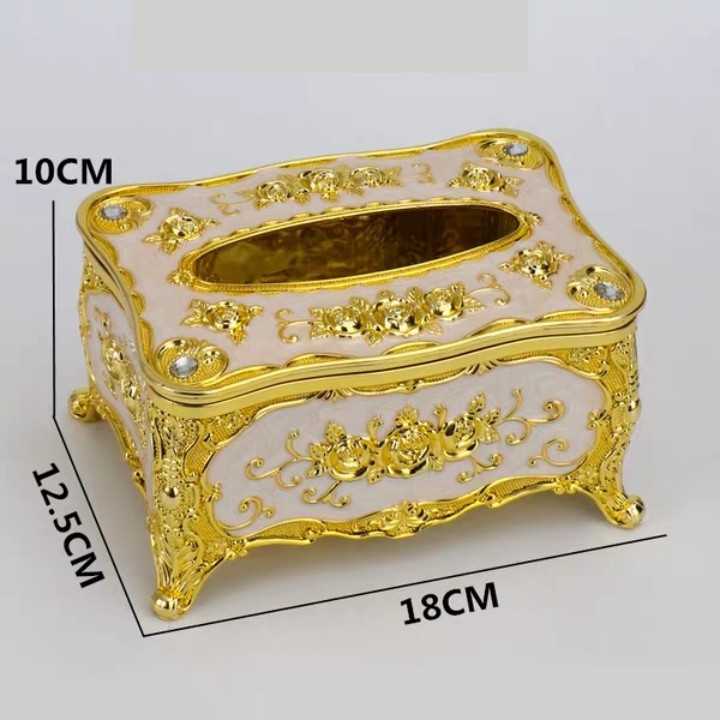 Hộp đựng khăn giấy mạ vàng cao cấp, hộp đựng giấy ăn sang trọng
