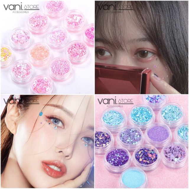 Nhũ glitter trang điểm đính mặt và móng kira kira glitter