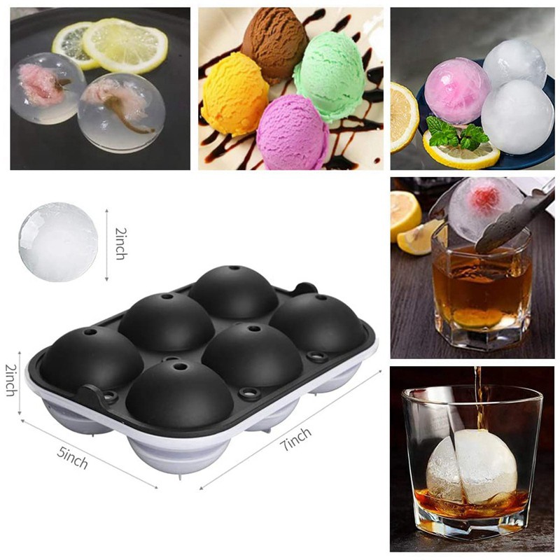Bộ 2 Khay Làm Đá Uống Rượu Whiskey / Cocktails Tiện Dụng Đen
