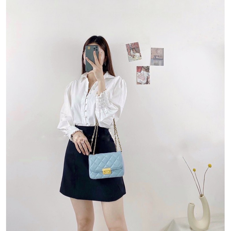 ⚡️SƠ MI TRẮNG⚡️ Sơ mi trắng cúc ngọc tay chun