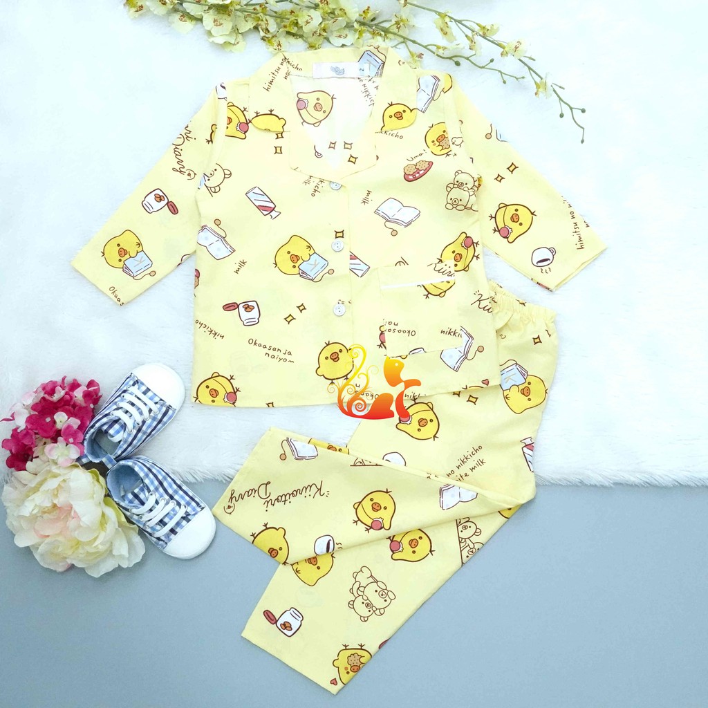 Đồ Bộ Mặc Nhà &quot;Vịt - Coffee&quot; Pijama Kate Thái Quần Dài - Cho Bé 8-38kg.