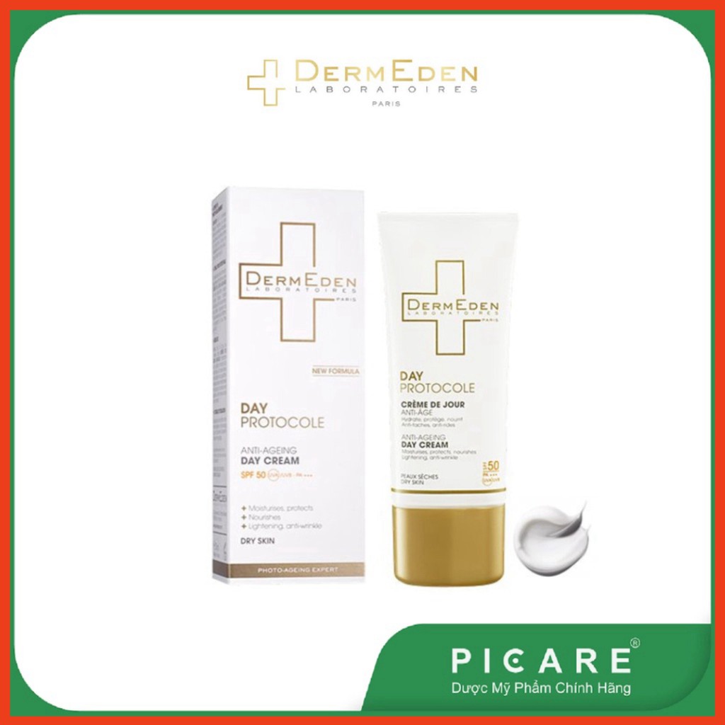 [CHÍNH HÃNG] Kem chống lão hóa &amp; làm mờ đốm nâu ban ngày dành cho da khô Dermeden Anti Age Day Cream Dry Skin SPF50+ 50m