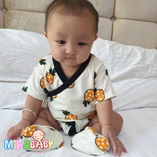 Bộ Bodysuit Yukata Cho Bé Hình Carot Màu Be - Mihababy - YU_CAROTBE