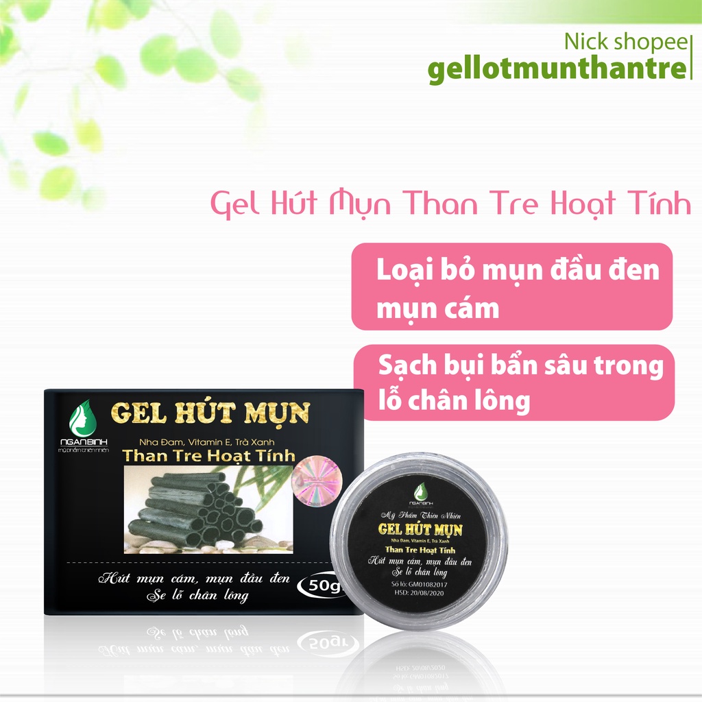 Gel Lột Mụn Đầu Đen Than Tre Hoạt Tính Ngân Bình 50gr Lột Mụn Cám,Lông Tơ,Tẩy Tế Bào Chết