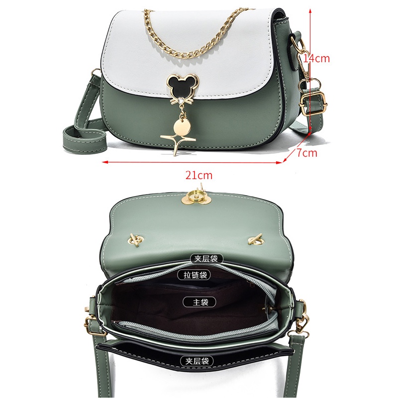 Túi Đeo Vai Hình Tròn Cỡ Nhỏ Màu Sắc Tương Phản Thiết Kế Đơn Giản Thời Trang Cho Nữ