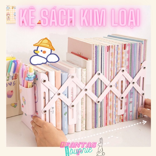 Kệ sách kim loại decor kéo dài trang trí bàn học, bàn làm việc