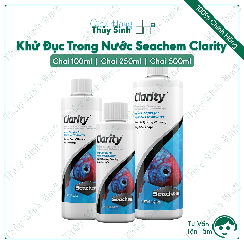 Seachem Clarity Khử Màu Lũa, Làm Trong Nước Hồ Thủy Sinh, Hồ Cá Biển - 8m2